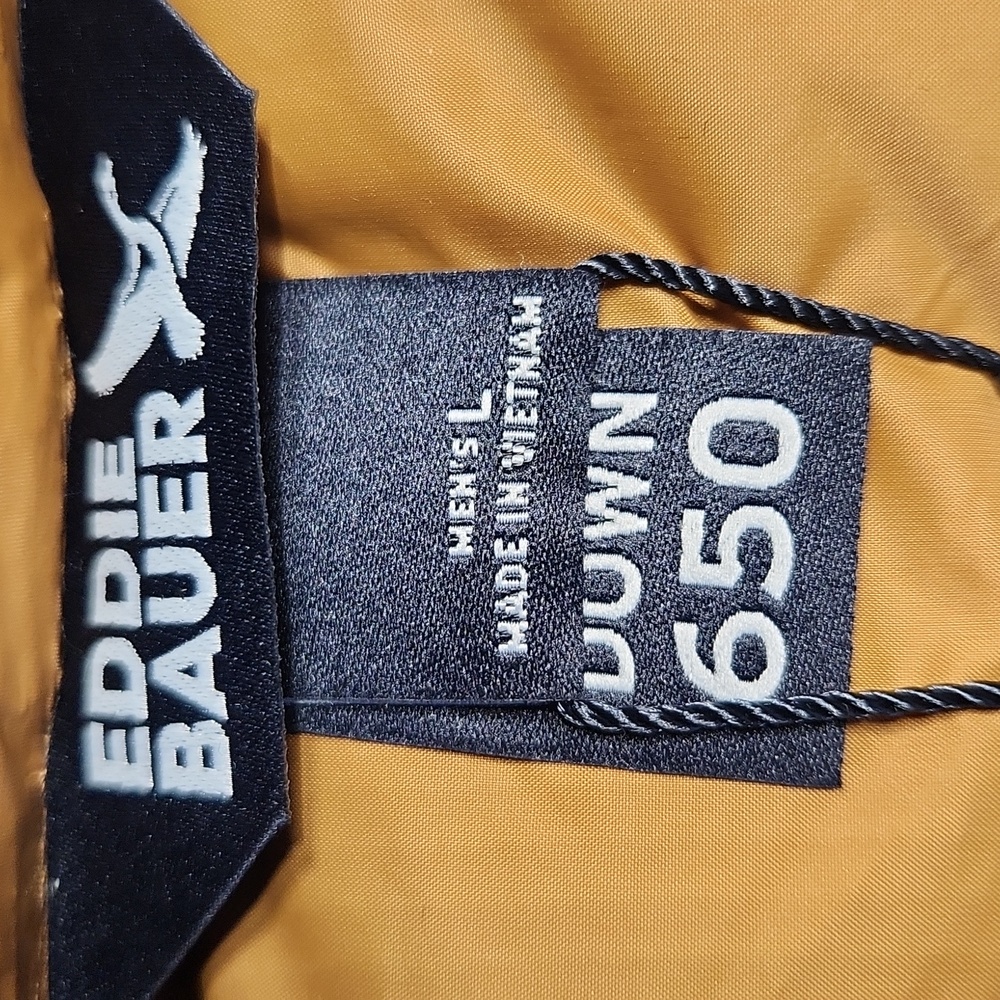 Eddie Bauer Men’s 650 Down Jacket – Blue/Navy with Gold Lining – Size L – NWT - Picture 5 of 9